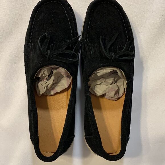 Ruiatoo Size 5.5 women’s low top black platform moccasins faux suede - Picture 2 of 9